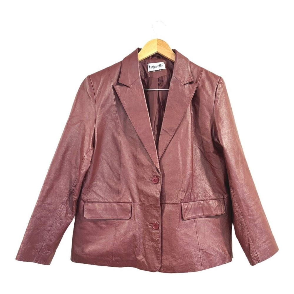 VTG! Bagatelle Burgundy Burgundy Red Leather Blazer Jacket Goth Vamp M Y2K 90s